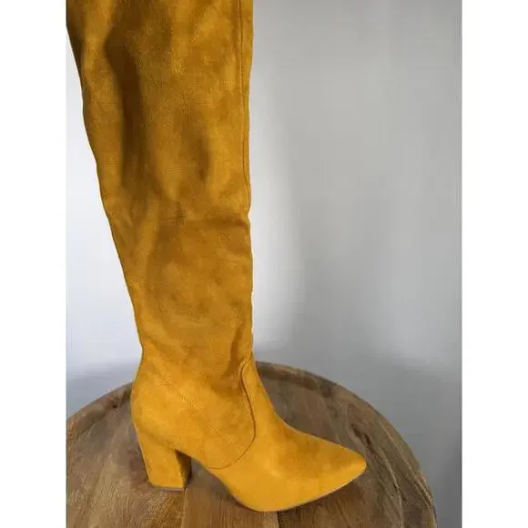 Steve Madden Risky Mustard Suede Below-the-Knee Boots Women’s Size 6.5 NWB